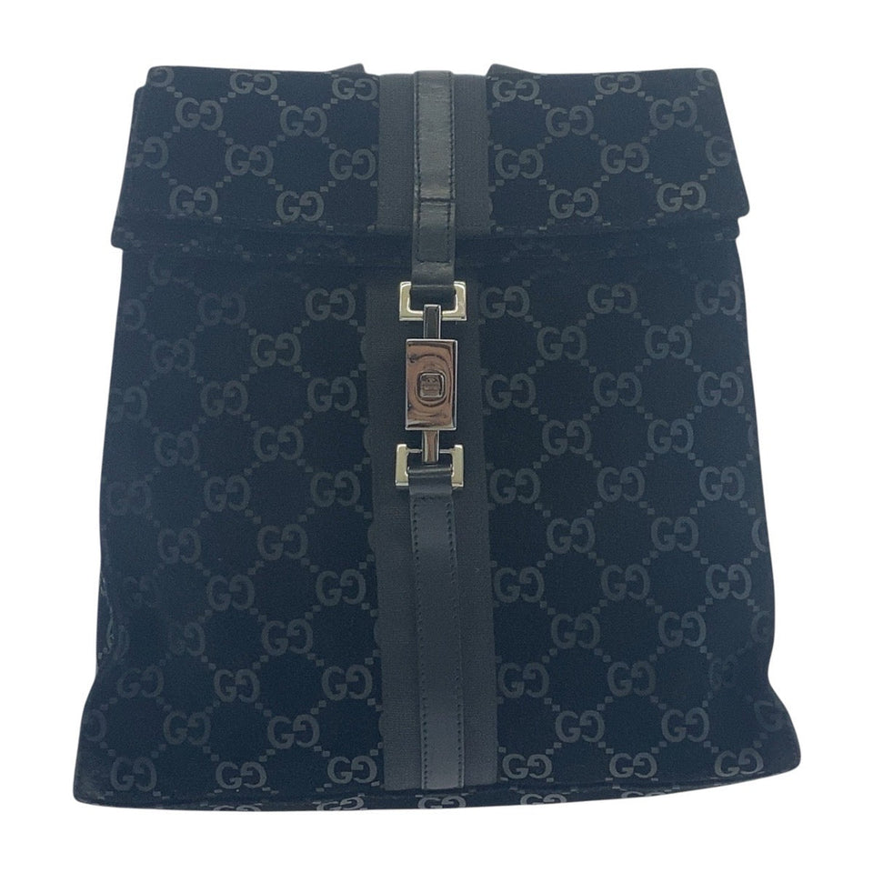 Gucci Backpack 003 0236 Suede, Leather Black Silver Metal Backpack Backpack Jackie Women(Unisex)