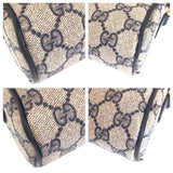 Gucci Shoulder Bag 010 378 GG Supreme canvas, leather Gray Navy Gold Metal Shoulder Bag pochette Sherry Line Old Gucci Women