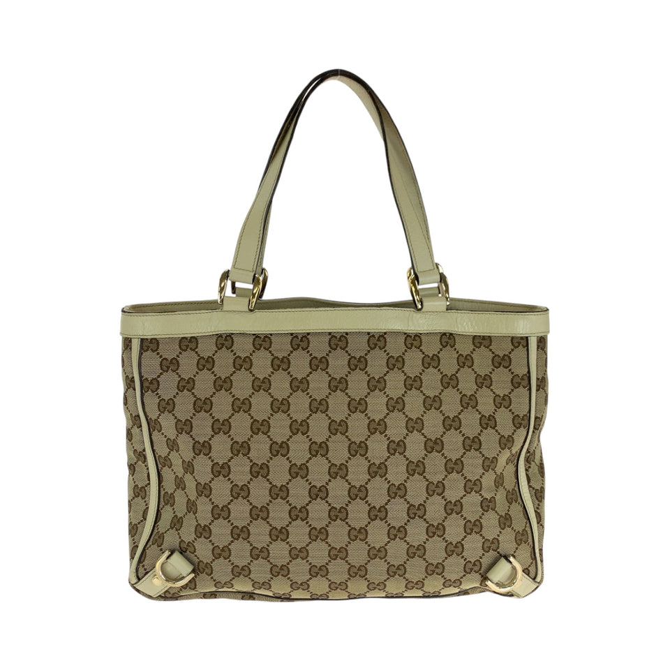 Gucci Tote Bag 170004 GG canvas Beige Ivory Gold Metal Tote Bag handbag Women