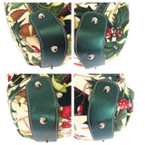 Gucci Tote Bag 137621 Velour, Leather Green Multicolor SilverMetal Tote Bag Shoulder Bag Horsebit Floral print Women