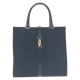 Gucci Tote Bag 002 1064 GG canvas Black SilverMetal Jackie