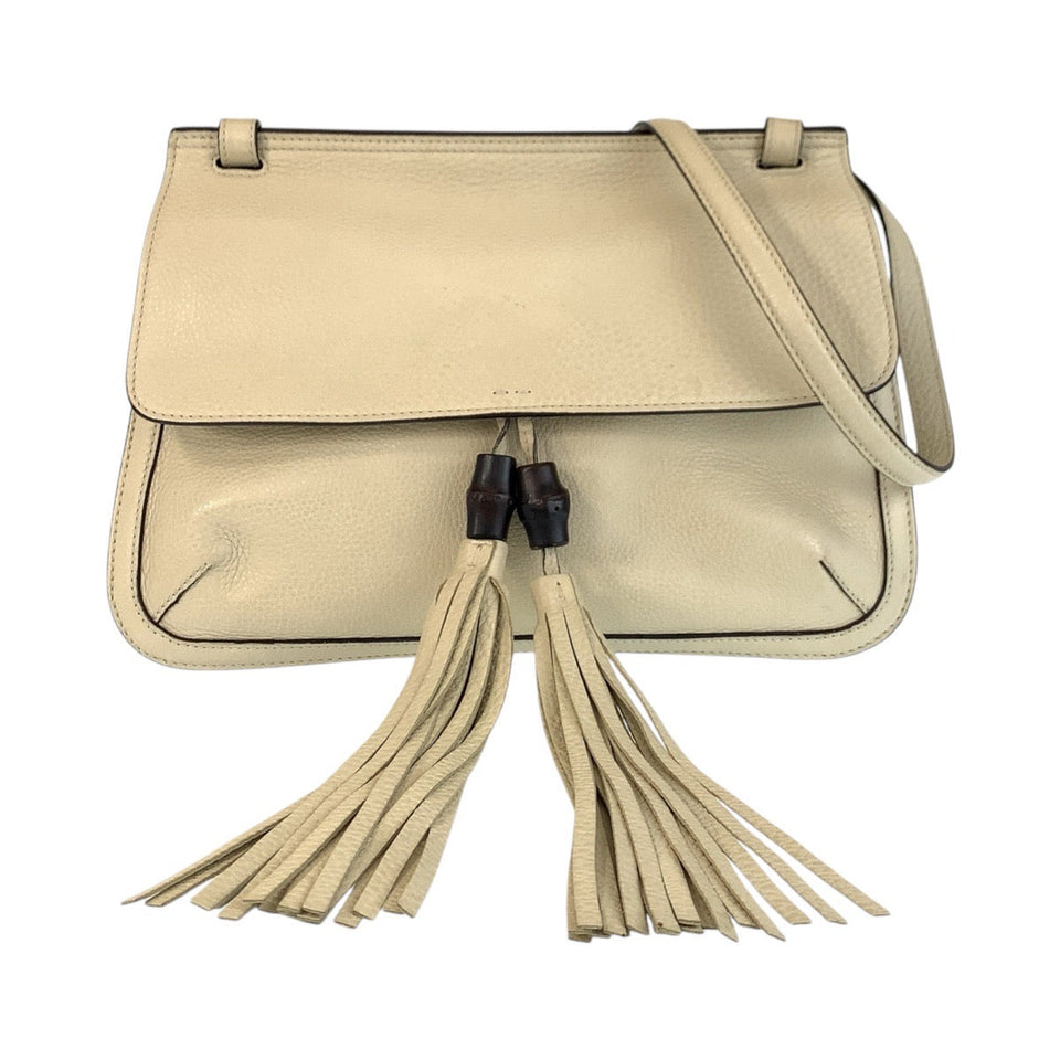Gucci Shoulder Bag 370826 leather Ivory SilverMetal Shoulder Bag Messenger bag Bamboo Daily Flap Women