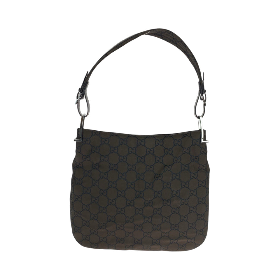 Gucci Shoulder Bag 001 3166 Nylon Dark Brown SilverMetal One Shoulder Bag Women