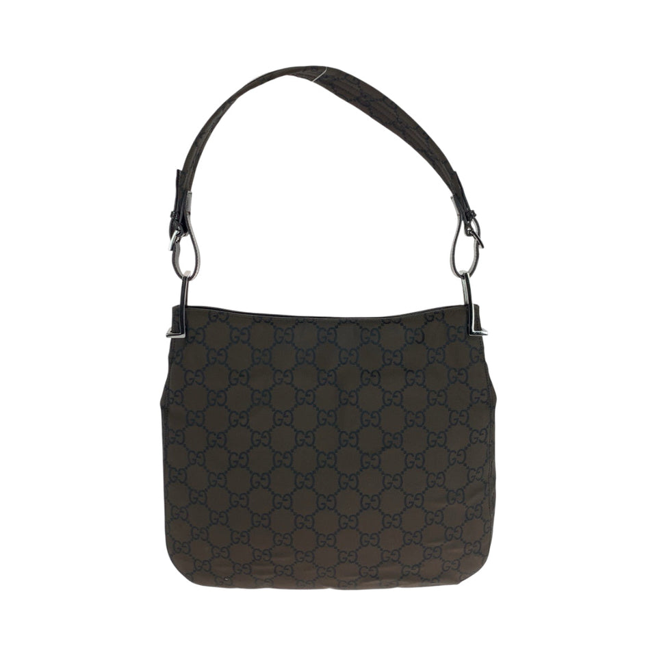 Gucci Shoulder Bag 001 3166 Nylon Dark Brown SilverMetal One Shoulder Bag Women