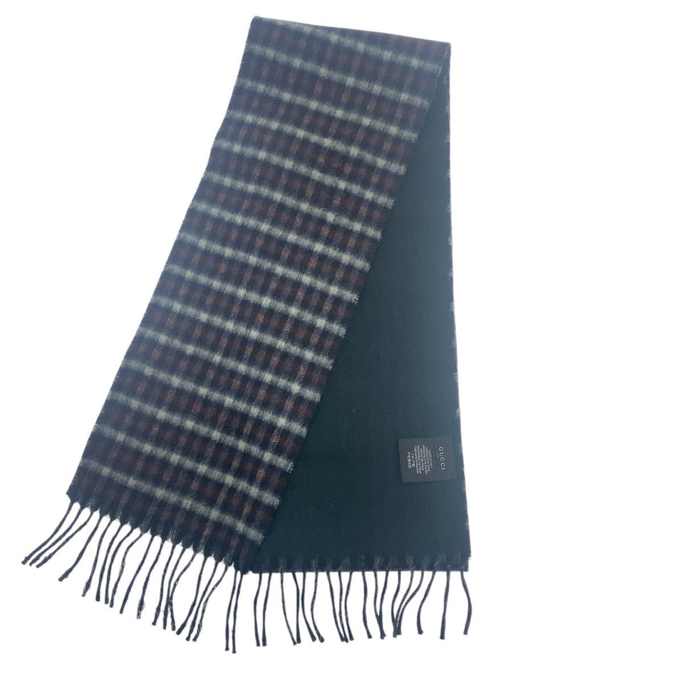 Gucci Scarf 429736 wool Brown green multicolor mens