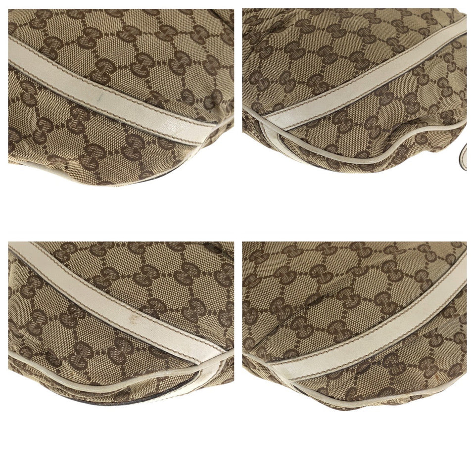 Gucci Shoulder Bag 204940 GG canvas, leather Beige Ivory Gold Metal Shoulder Bag Abbey Women