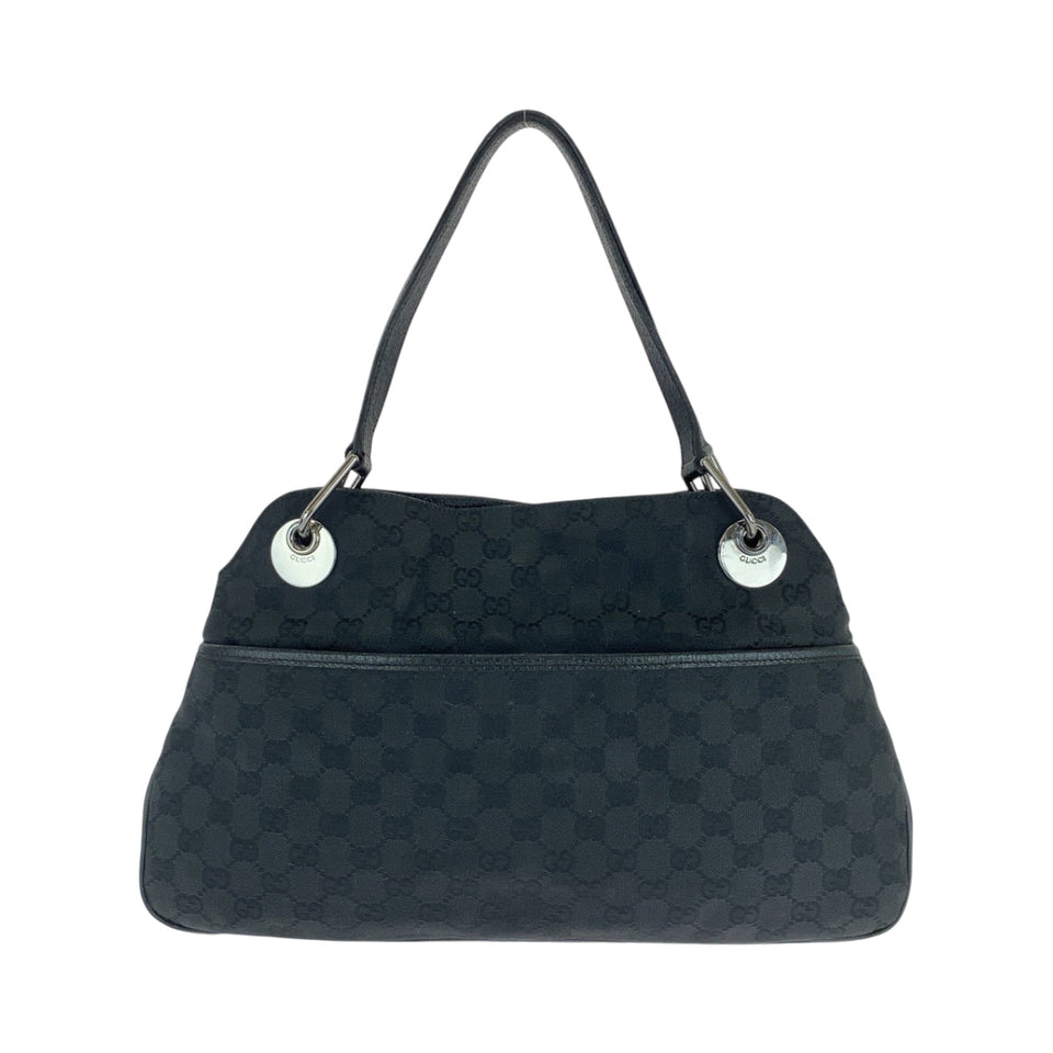 Gucci Shoulder Bag 121023 GG canvas Black SilverMetal Shoulder Bag Handbag Tote Bag Women