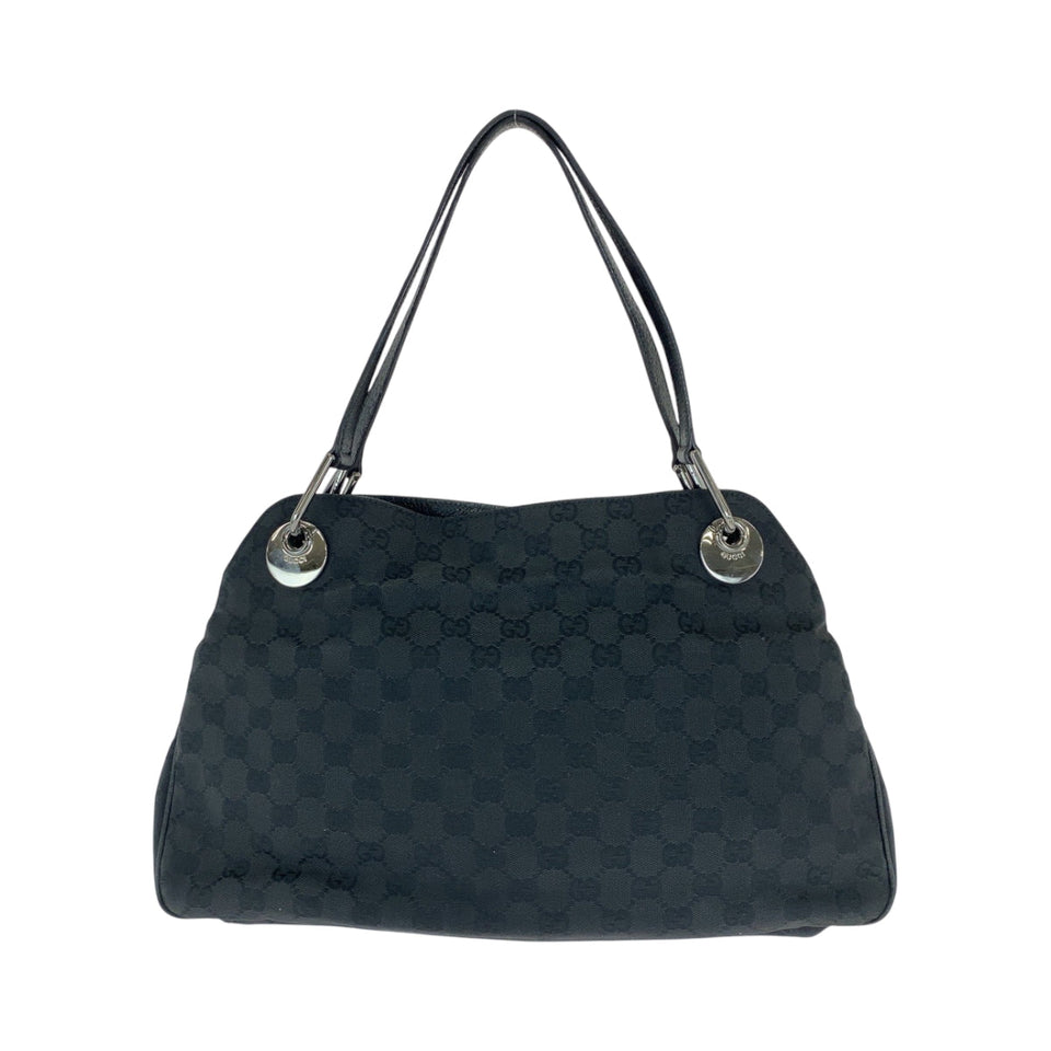 Gucci Shoulder Bag 121023 GG canvas Black SilverMetal Shoulder Bag Handbag Tote Bag Women