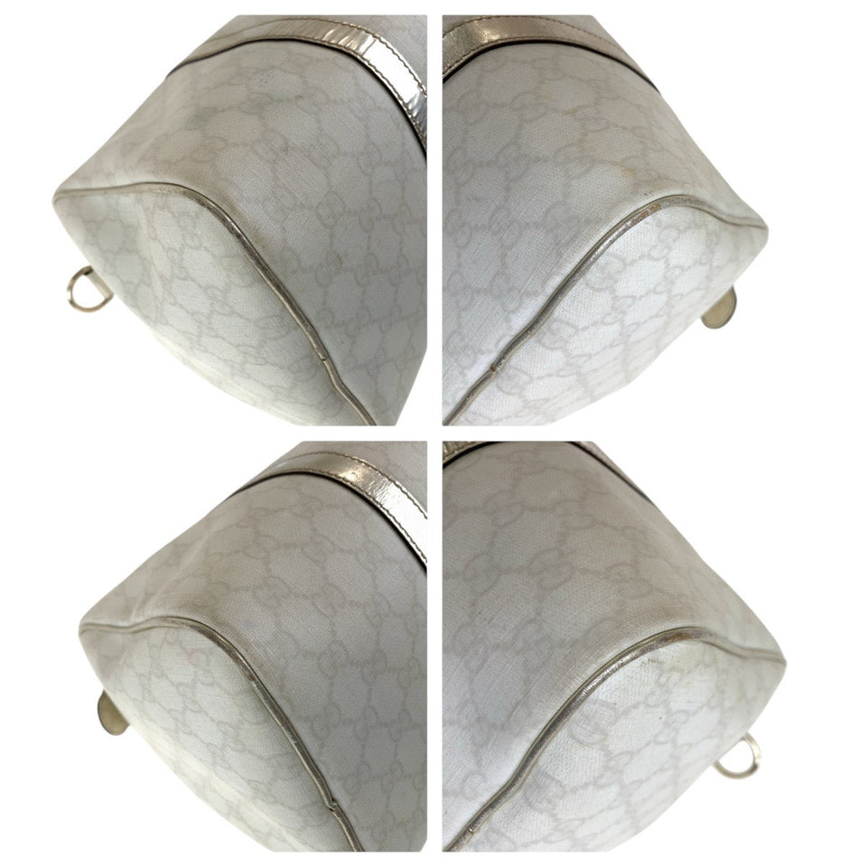 Gucci Handbag 193603 GG Supreme canvas, leather White gold Handbags Mini Boston Duffel bag Women(Unisex)