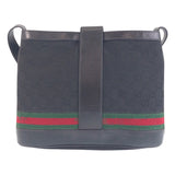 Gucci Shoulder Bag GG canvas, leather Black GoldMetal Old Gucci Shelly Line Interlocking Women(Unisex)