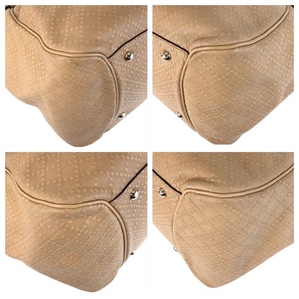 Gucci Shoulder Bag 282312 Canvas, Leather Beige Gold Metal Shoulder Bag Tote Bag Bamboo Diamante Women