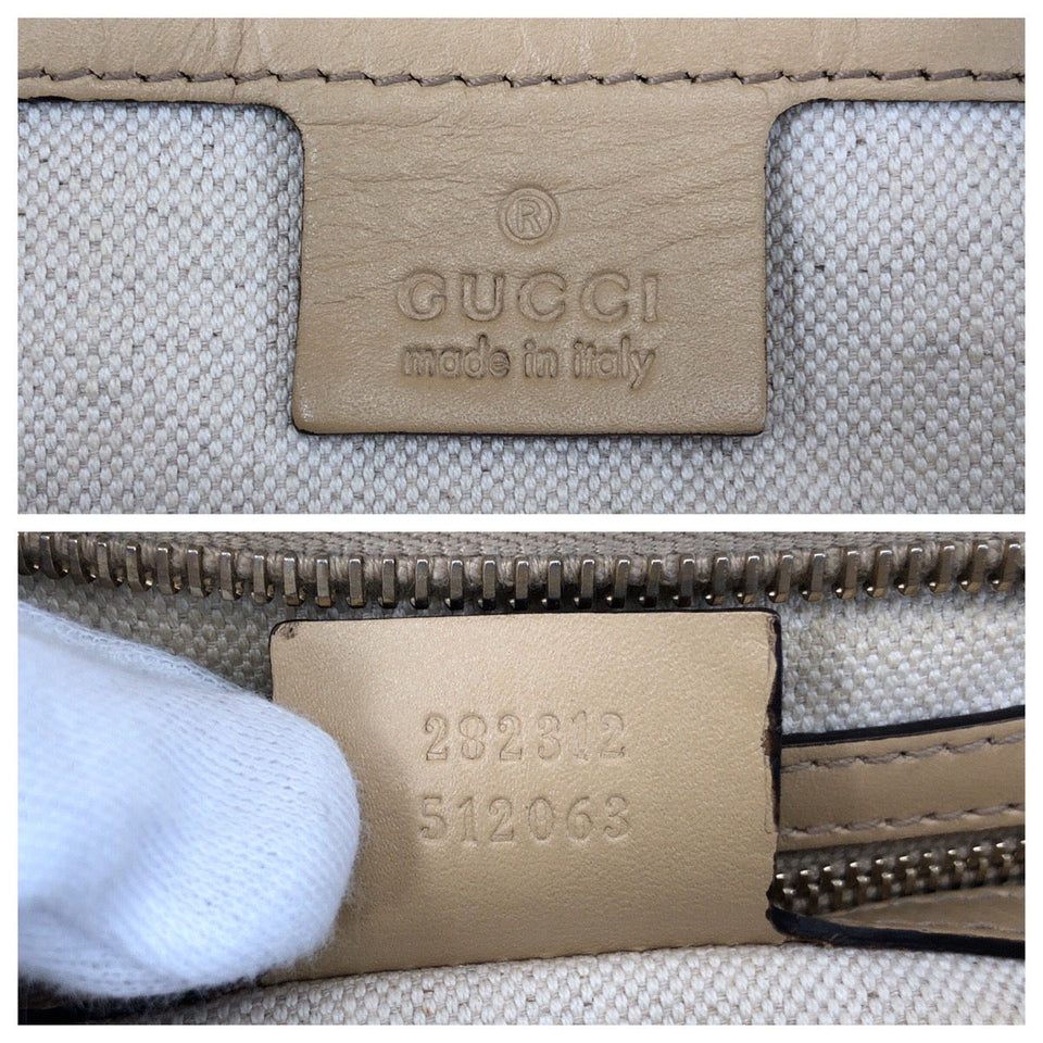 Gucci Shoulder Bag 282312 Canvas, Leather Beige Gold Metal Shoulder Bag Tote Bag Bamboo Diamante Women