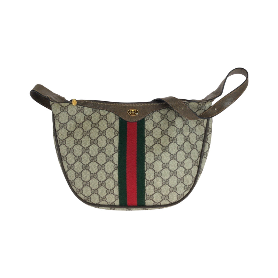 Gucci Shoulder Bag 10 02 008 GG Supreme Canvas Beige Brown Brown Metal Shoulder Bag Shoulder Bag Sherry Line Old Gucci Women