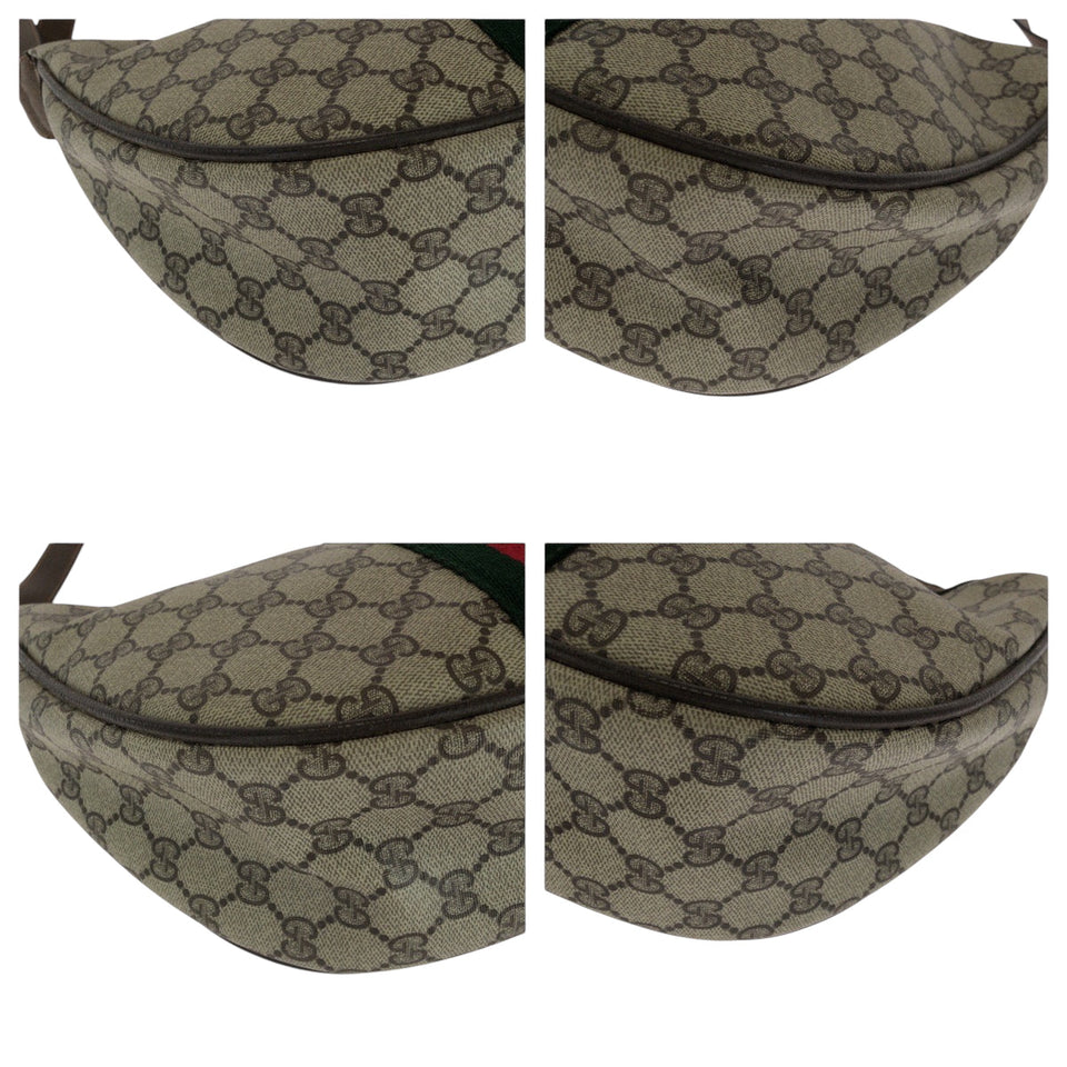 Gucci Shoulder Bag 10 02 008 GG Supreme Canvas Beige Brown Brown Metal Shoulder Bag Shoulder Bag Sherry Line Old Gucci Women