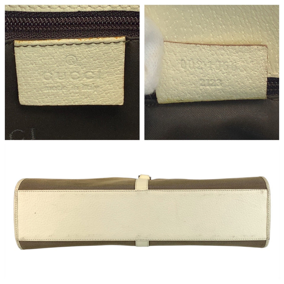 Gucci Shoulder Bag 002 1066 Canvas, Leather Beige Ivory Jackie Women