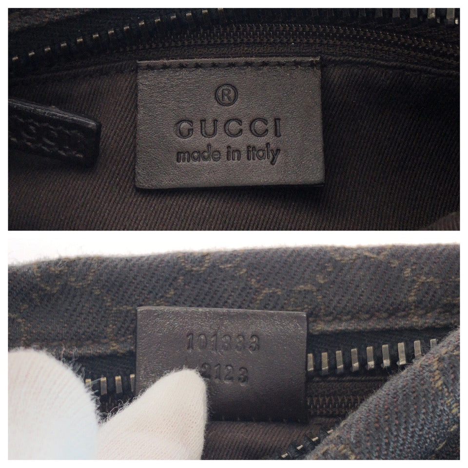 Gucci Shoulder Bag 101333 GG canvas Brown Black Metal Shoulder Bag handbag Women