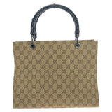 Gucci Tote Bag 002 1016 GG canvas Beige Black SilverMetal Tote Bag handbag Bamboo Women