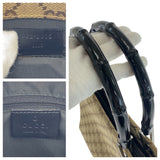 Gucci Tote Bag 002 1016 GG canvas Beige Black SilverMetal Tote Bag handbag Bamboo Women