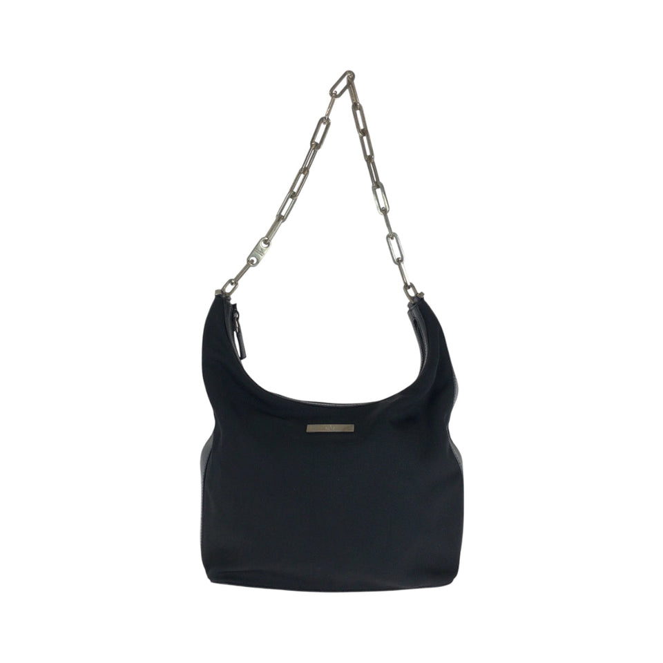 Gucci Shoulder Bag 001 3374 Nylon Black SilverMetal ChainShoulder Bag Women