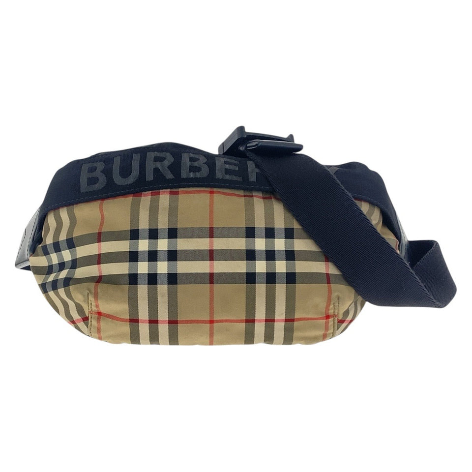 Burberry Sling bag Nylon Beige black Sling bag Bum bag Unisex Check Pattern Women