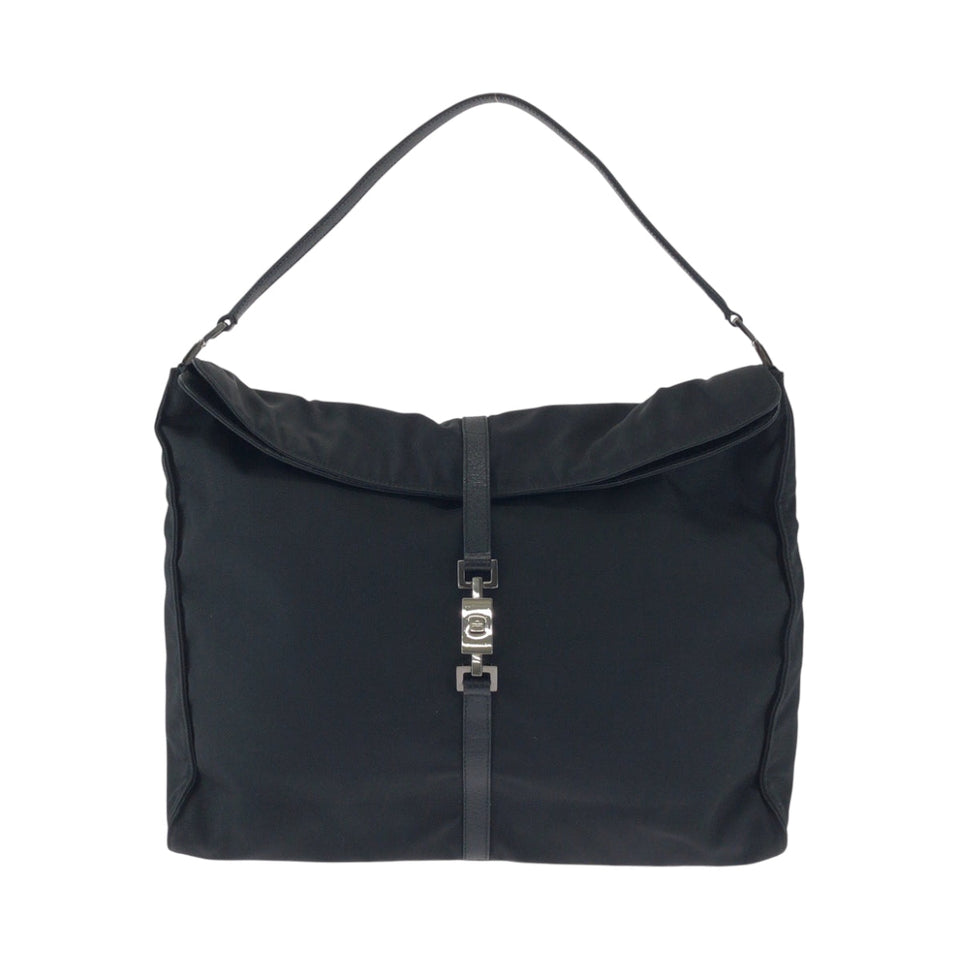 Gucci Shoulder Bag 001 3348 GG canvas Black SilverMetal Hobo Shoulder Bag Handbag Jackie Women