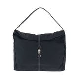 Gucci Shoulder Bag 001 3348 GG canvas Black SilverMetal Hobo Shoulder Bag Handbag Jackie Women