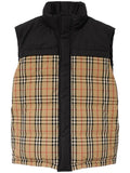 Luxury Burberry Check Panel Reversible Vest Beige