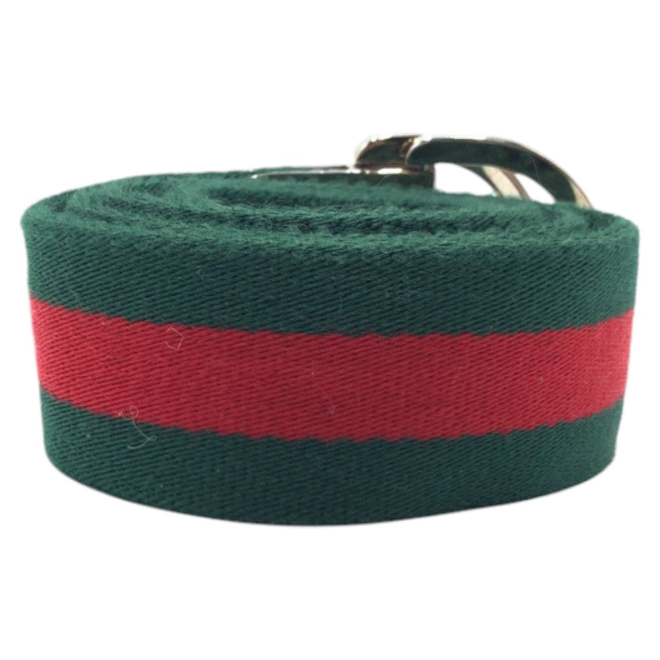 Gucci belt 189812 35 34 cotton Green Red Silver Belts Unisex Sherry line mens