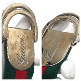 Gucci belt 189812 35 34 cotton Green Red Silver Belts Unisex Sherry line mens