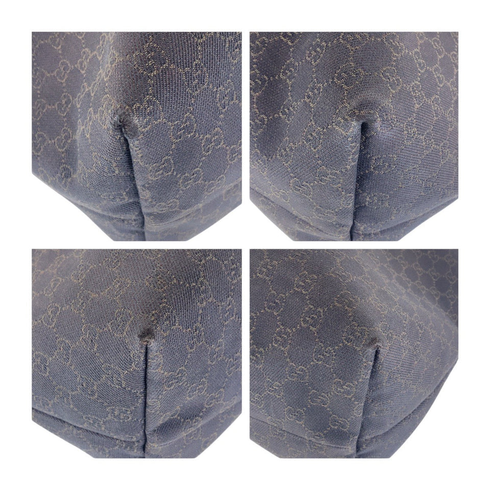 Gucci Tote Bag 354666 GG canvas Brown Silver Metal Tote Bag Handbag Unisex Women
