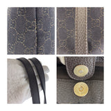 Gucci Tote Bag 354666 GG canvas Brown Silver Metal Tote Bag Handbag Unisex Women