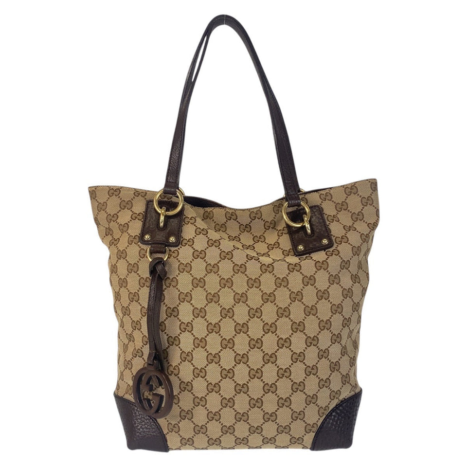 Gucci Tote Bag 247237 GG canvas, leather Beige Brown Gold Metal Tote Bag Shoulder Bag Women