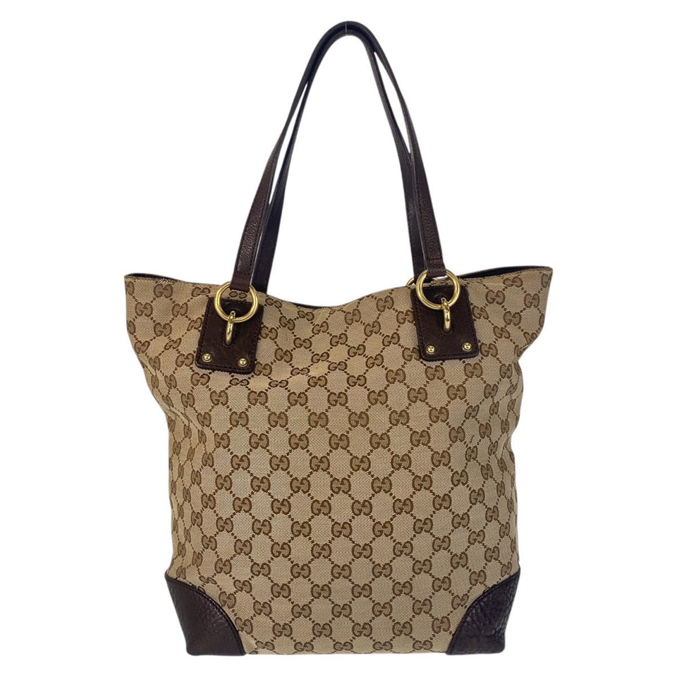 Gucci Tote Bag 247237 GG canvas, leather Beige Brown Gold Metal Tote Bag Shoulder Bag Women