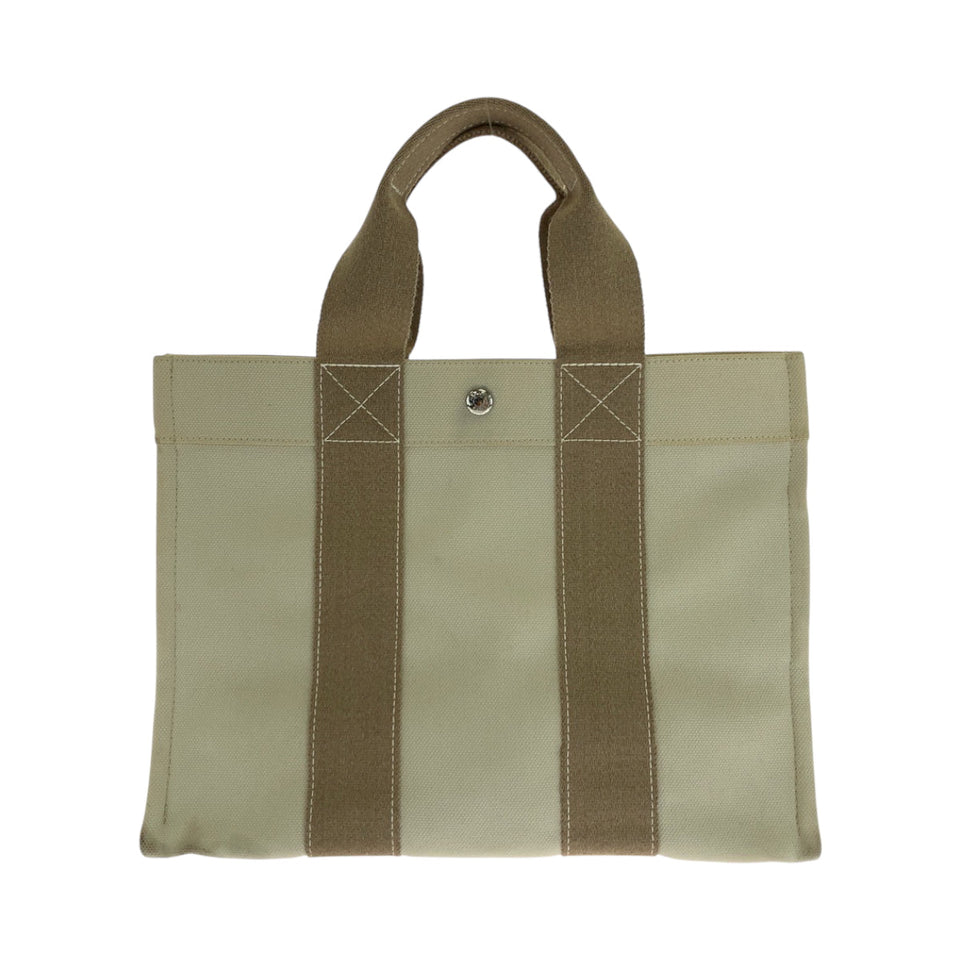 Hermes Tote Bag canvas Beige Ivory SilverMetal Tote Bag handbag Bora Bora PM Women
