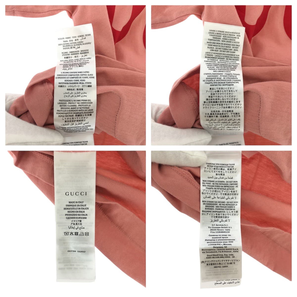 Gucci Short sleeve T-shirt 580762 XJBSX cotton pink Embroidery Rhinestone Women XS