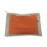 Hermes Clutch bag Felt, Epsom Grey Orange SilverMetal Clutch bag business bag Too Doo 37 Women