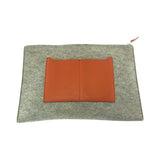 Hermes Clutch bag Felt, Epsom Grey Orange SilverMetal Clutch bag business bag Too Doo 37 Women