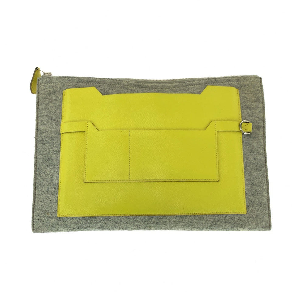 Hermes Clutch bag Felt, Epsom Griclair Yellow Zanzibar Clutch bag business bag Too Doo 37 mens