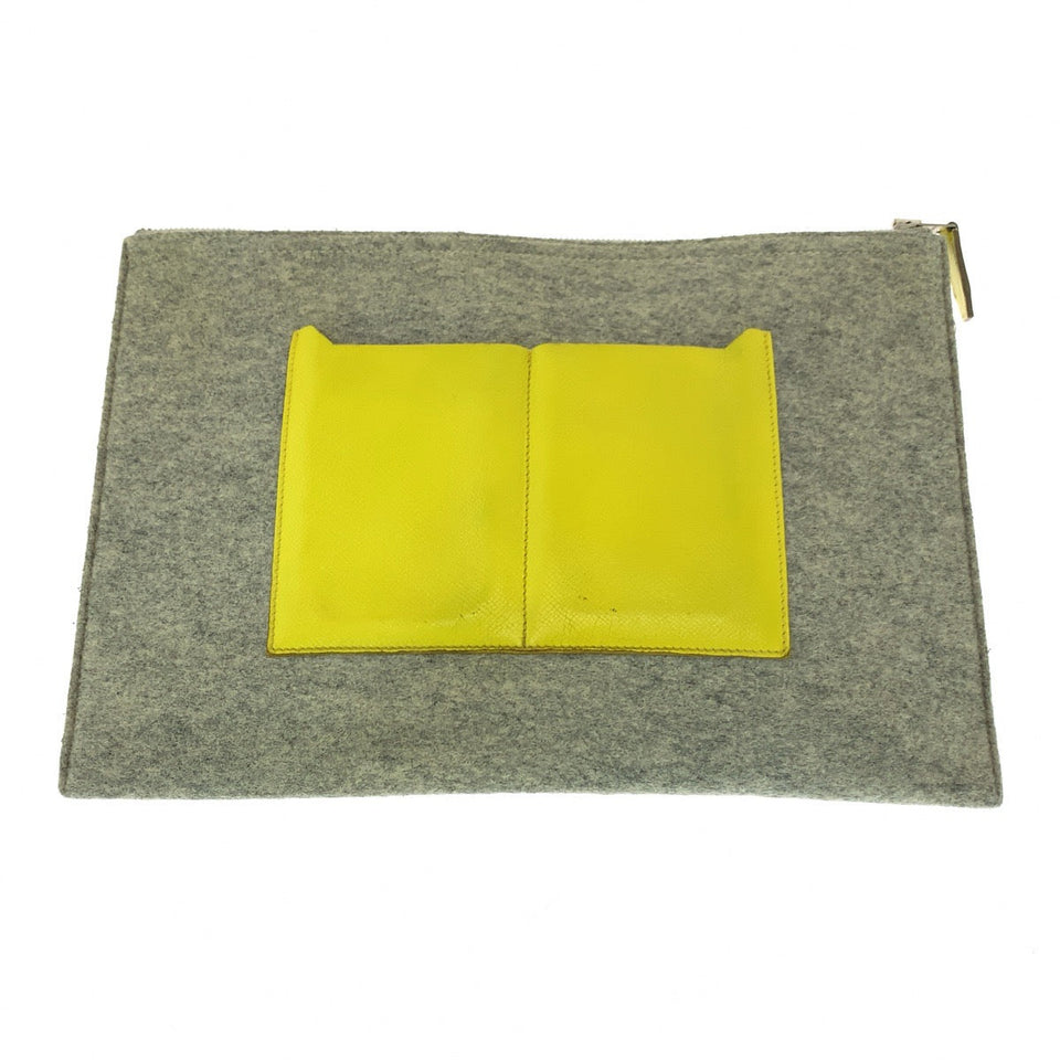 Hermes Clutch bag Felt, Epsom Griclair Yellow Zanzibar Clutch bag business bag Too Doo 37 mens