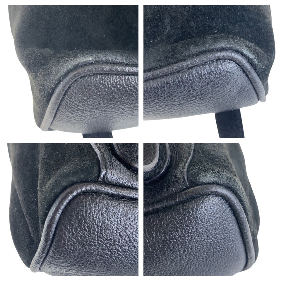 Gucci Backpack 003 2852 0030 0 Suede Black GoldMetal Bamboo Women
