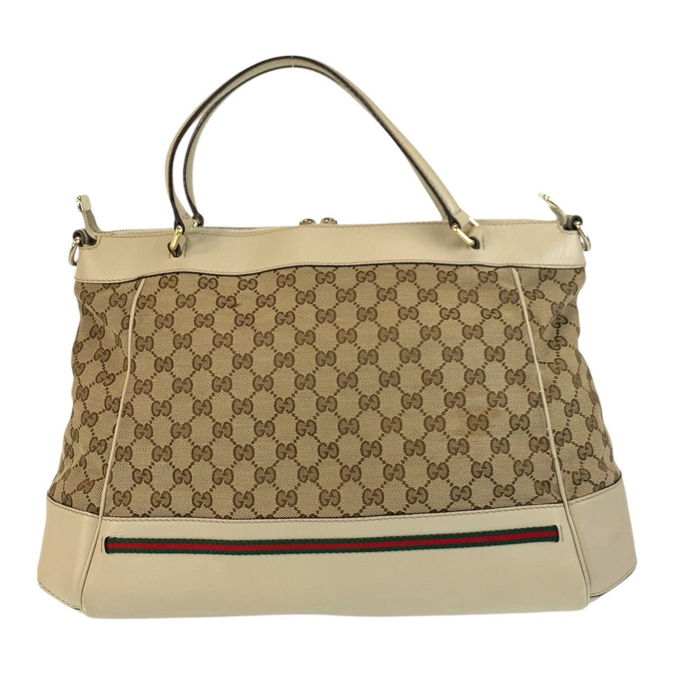 Gucci Tote Bag 257349 GG canvas, leather Beige Gold Metal Tote Bag Shoulder Bag 2way Mayfair Sherry Line Women