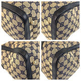 Gucci Handbag 247205 GG canvas, leather Gray Navy Gold Metal Handbag Boston Duffel bag Shoulder Bag 2way Sherry line Women