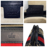 Gucci Handbag 247205 GG canvas, leather Gray Navy Gold Metal Handbag Boston Duffel bag Shoulder Bag 2way Sherry line Women