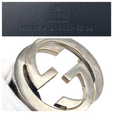 Gucci belt 114876 85 34 leather black black silver Belts Unisex Interlocking G mens