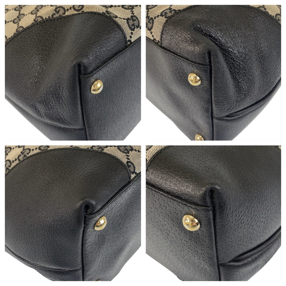 Gucci Tote Bag 263345 GG canvas, leather gray black black Tote Bag Shoulder Bag Women(Unisex)