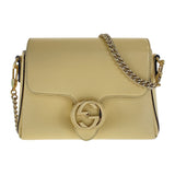Gucci Shoulder Bag 607720 leather Ivory Gold Metal Crossbody Chain Shoulder Bag Interlocking Women