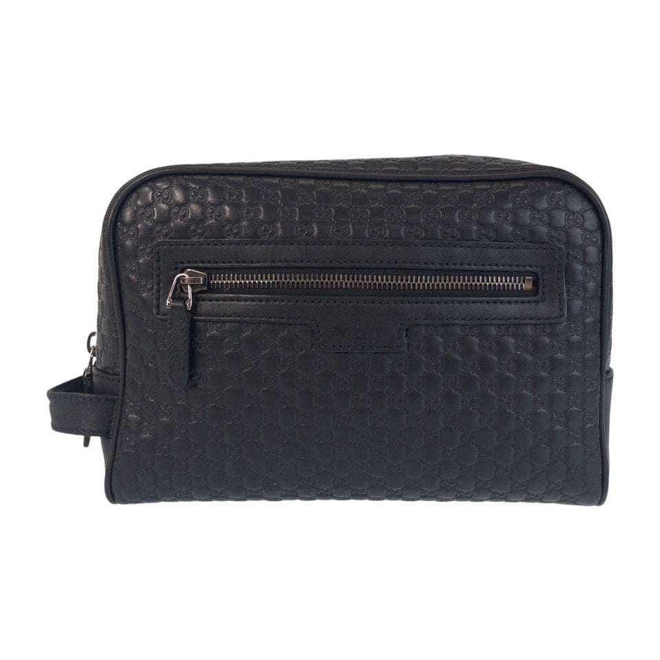 Gucci business bag 419775 leather Black black business bag clutch bag Micro Guccisima mens