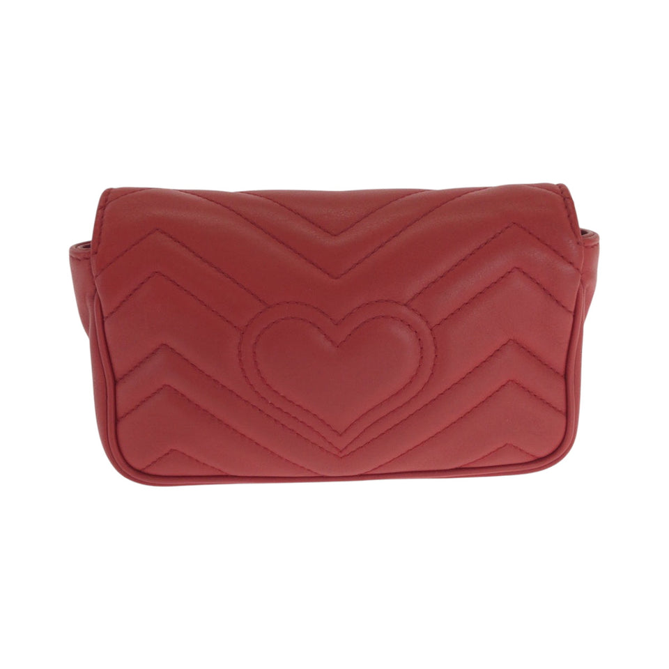 Gucci Shoulder Bag 476433 leather Red Gold Metal ChainShoulder Bag GG Marmont Women