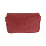 Gucci Shoulder Bag 476433 leather Red Gold Metal ChainShoulder Bag GG Marmont Women
