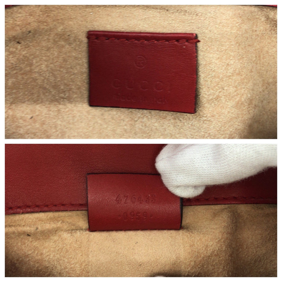 Gucci Shoulder Bag 476433 leather Red Gold Metal ChainShoulder Bag GG Marmont Women
